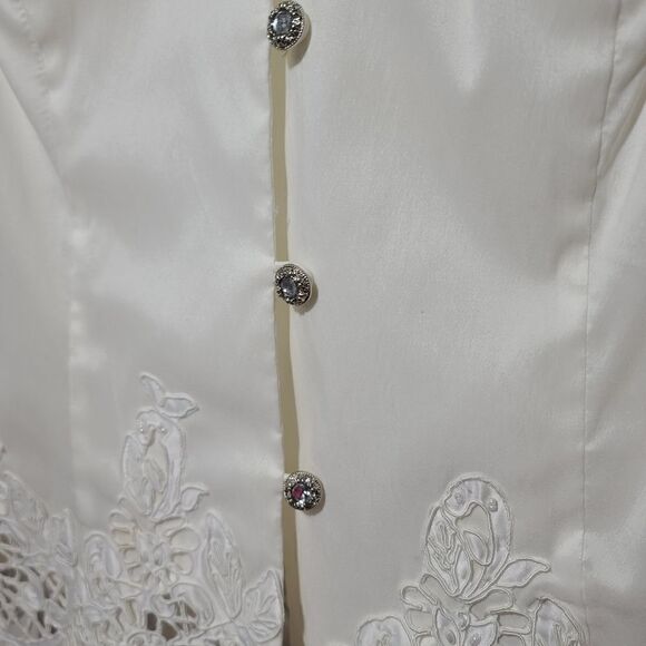 Victor Costa Vintage 70s Dimond White Cutout Shirt - Picture 6 of 11